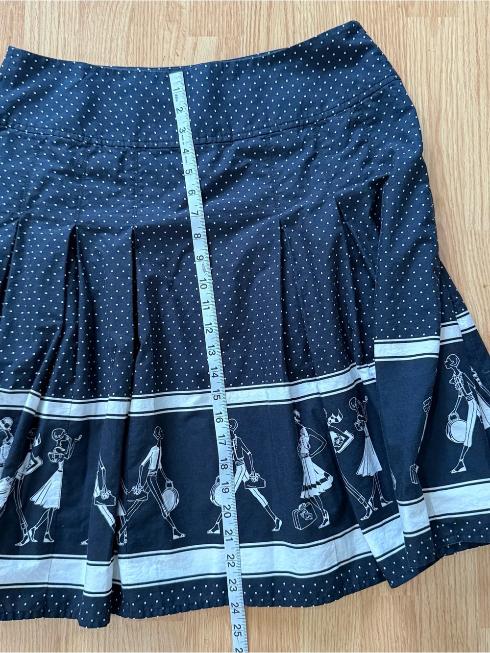 Liz Claiborne Navy Polka Dot Pleated Novelty Print Skirt 14 - Picture 7 of 7